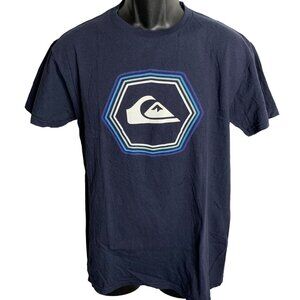 Quiksilver Crewneck Short Sleeve T Shirt M Blue Graphic Logo Surf Skate Cotton